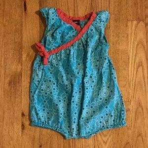 Tea Collection Floral Cotton Wrap Neck Flutter Sleeve Romper 3-6 months